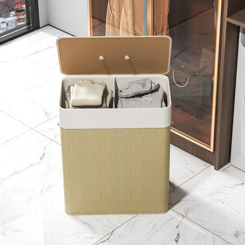 HOMCOM 100L Laundry Basket With Lid, Washing Basket For Bathroom
