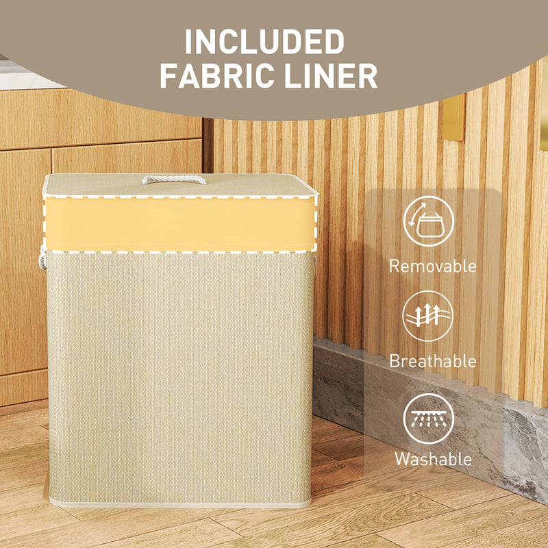 HOMCOM 100L Laundry Basket With Lid, Washing Basket For Bathroom