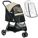 PawHut Dog Stroller For XS Dogs, S Dogs, Cats With Rain Cover