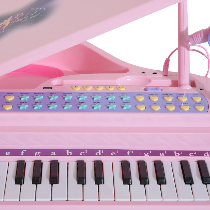 HOMCOM Mini Electronic Piano W/Stool-Pink