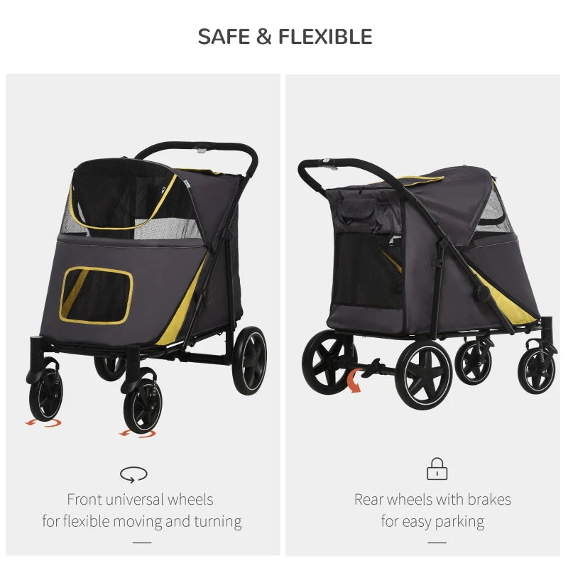 PawHut Foldable Dog Push Chair Grey