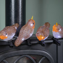 Set of 5 Light up Acrylic Christmas Robin Decoration with 30 Ice White LEDs