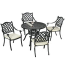 Outsunny 4 Seater Outdoor Dining Set With Cushions Parasol Hole Cast Aluminium