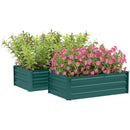 Outsunny Set of 2 Galvanised Raised Garden Bed, Green