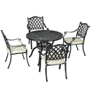 Outsunny 4 Seater Outdoor Dining Set With Cushions Parasol Hole Cast Aluminium