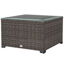 Outsunny Outdoor Coffee Table With Glass Top, Rattan Side Table
