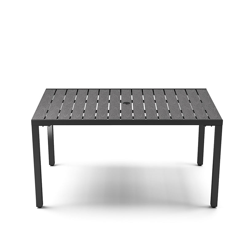 Breeins 150cm Wood Effect Garden Dining Table with Parasol Hole Grey