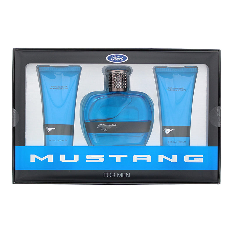 Mustang Blue 3 Piece Gift Set: Eau de Toilette 100ml - Aftershave Balm 100ml - H