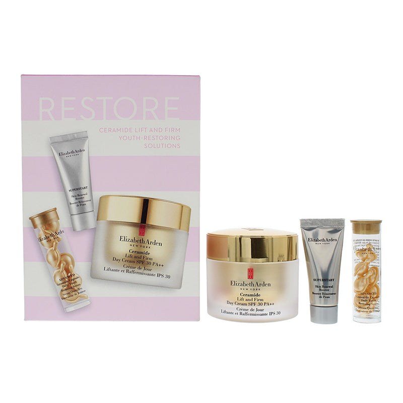 Elizabeth Arden Restore 3 Piece Gift Set: Ceramide SPF 30 PA++ Day Cream 50ml -