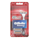 Gillette Sensor 3 Red Razor Handle + Blade Refills 6pcs