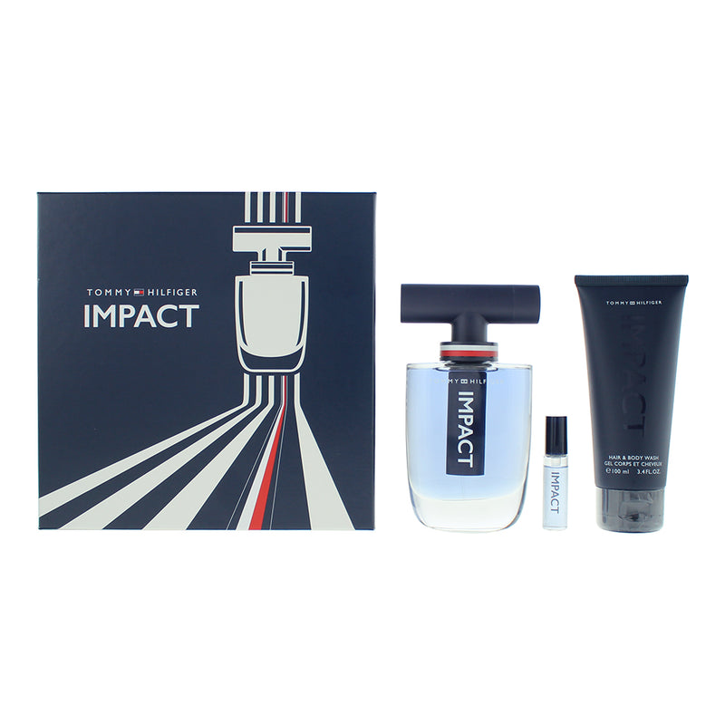 Tommy Hilfiger Impact 3 Piece Gift Set: Eau De Toilette 100ml - Body Wash 100ml
