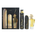 Lattafa Maahir 3 Piece Gift Set: Eau De Parfum 100ml - Air Freshener 300ml - Perfumed Body Spray 200ml