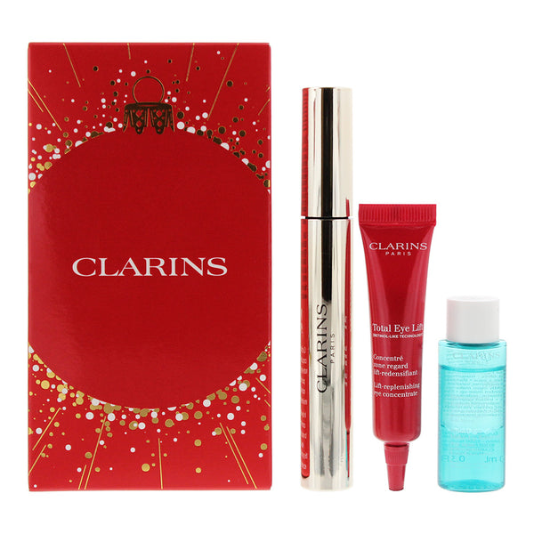 Clarins All About Eyes 3 Piece Gift Set: Mascara 8ml - Eye Serum 7ml - Make-Up Remover 10ml