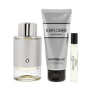 Montblanc Explorer Platinum 3 Piece Gift Set: Eau de Parfum 100ml - Eau de Parfum Travel 7.5ml - Shower gel 100ml