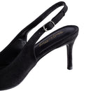 Pointed Toe Pumps with Kitten Heel Slingback - Black
