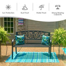 Patio Garden Bench with Steel Cast Iron Frame