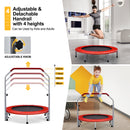 101cm Foldable Trampoline with 4-Level Adjustable Handle for Adults-Red