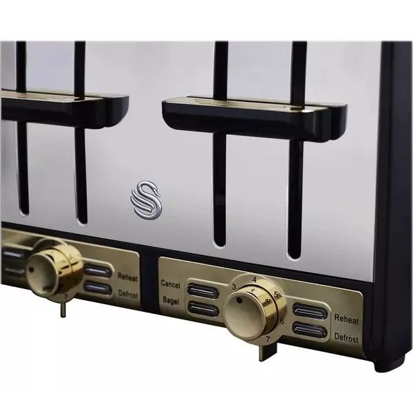 Swan Gatsby 4 Slice Metal Toaster  - Black