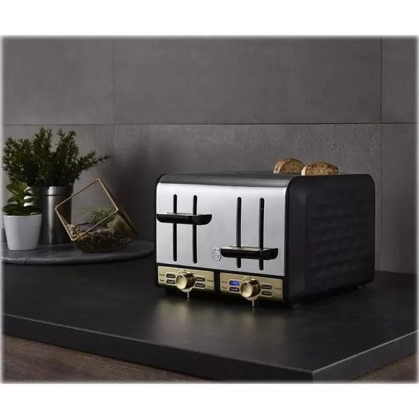 Swan Gatsby 4 Slice Metal Toaster  - Black