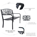 Patio Garden Bench with Steel Cast Iron Frame