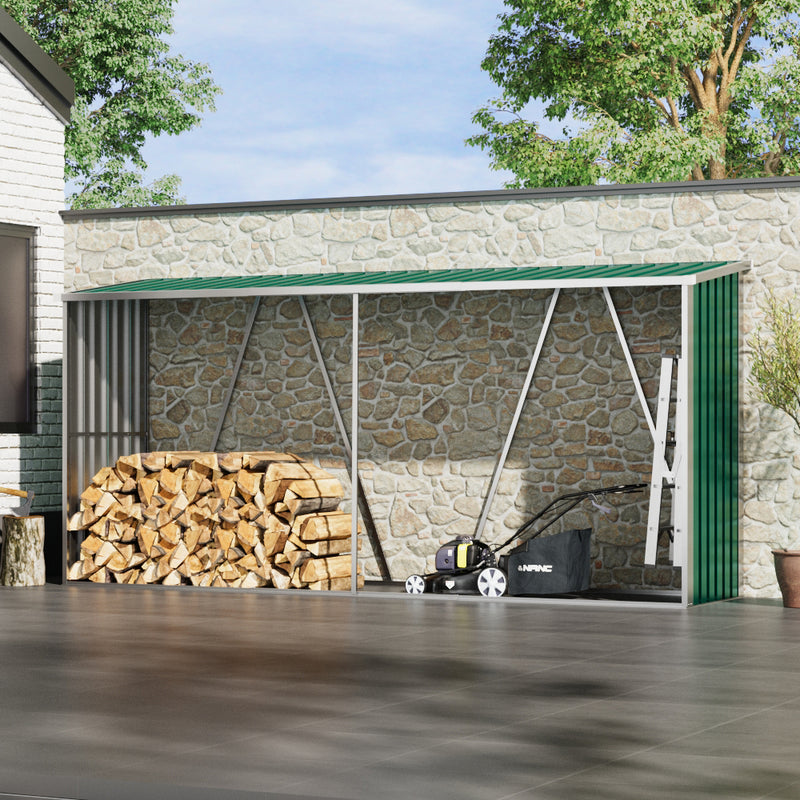 Breeins Zinc Steel Firewood Log Storage Shed