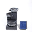 Livingandhome Outdoor Water Fountain Rockery Decoration 3 Tier Bowls Solar Powered