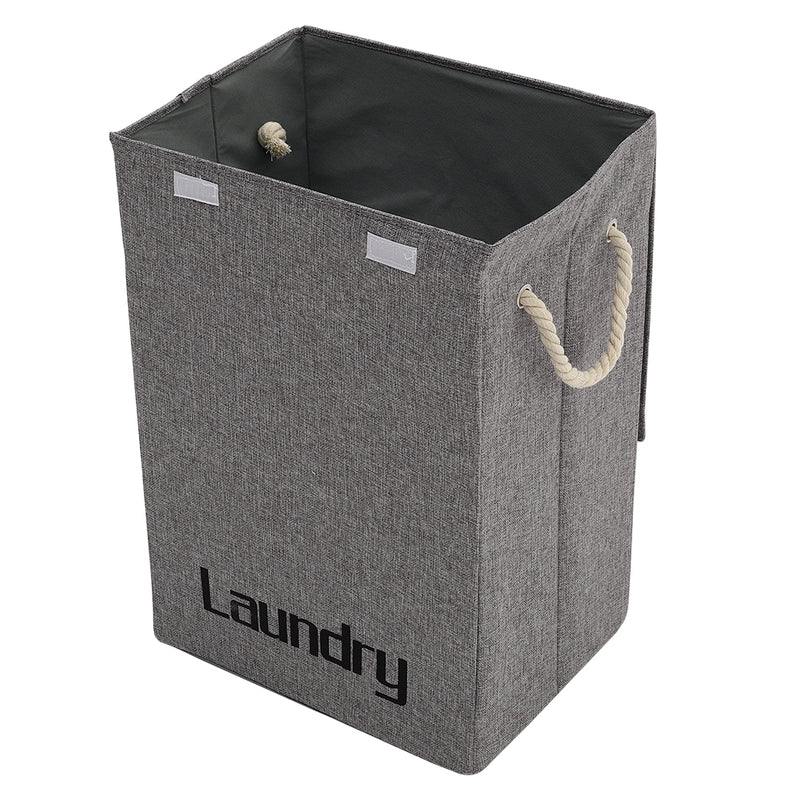 Lifeideas Grey Linen Laundry Hamper with Handles