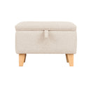 Livingandhome Linen Upholstered Storage Ottoman Footstool