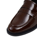 Casual Closed Toe Slip-on Penny Loafers With Low Heel - Brown