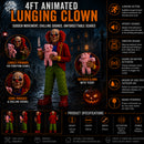 4ft Tall Lunging Animated Clown Halloween Animatronic Decoration