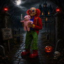 4ft Tall Lunging Animated Clown Halloween Animatronic Decoration