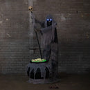 6ft Tall Animated Stirring Cauldron Creep Skeleton Halloween Decoration with LED Eyes
