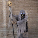 6ft Tall Animated Stirring Cauldron Creep Skeleton Halloween Decoration with LED Eyes