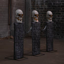 90cm x 1.2m Battery Powered Light Up Halloween Skull Fence with LEDs