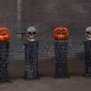 2.4m Battery Powered Light Up Halloween Skull & Pumpkin Fence With LEDs