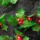 2.8m Christmas Holly Garland With Red Berries And 40 Red LEDs
