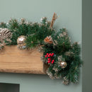 1.8m (6ft) Christmas Garland with Berries, Pine Cones & Gold Baubles