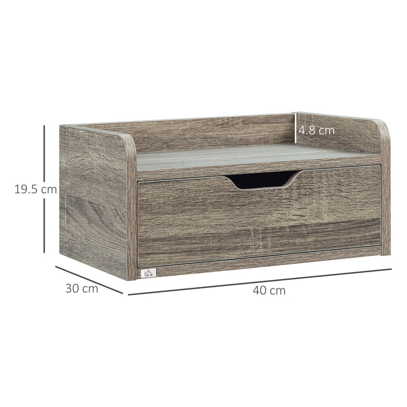 HOMCOM Floating Nightstand Set of 2, Nightstand with Drawer, Grey