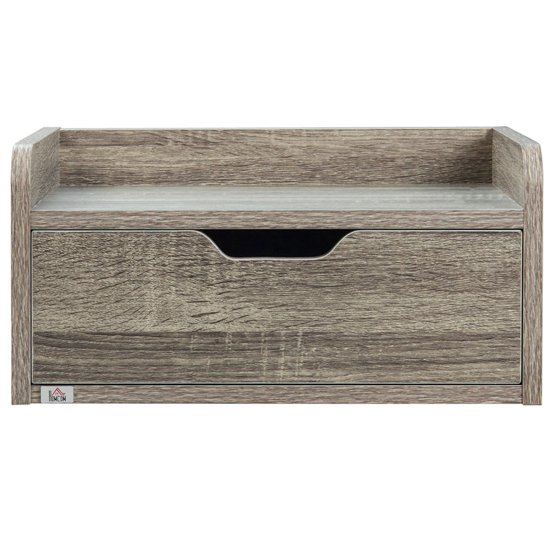 HOMCOM Floating Nightstand Set of 2, Nightstand with Drawer, Grey