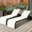 Rattan Sun Lounger with Cushion and Adjustable Feet