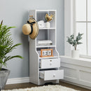 Livingandhome White Slim Storage Shelving Unit with Lockable Drawer