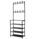 Livingandhome Entryway 4 Tier Shoe Rack with Coat Hanger