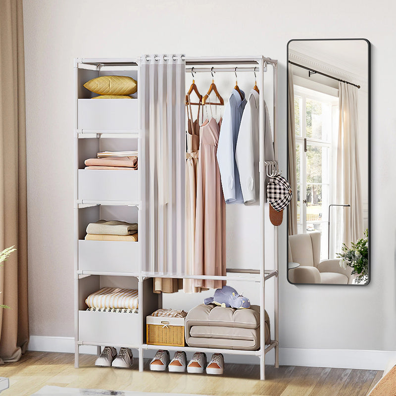 Livingandhome Portable Metal Closet Bedroom Cabinet