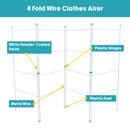 JVL Indoor/Outdoor Four Panel Folding Clothes Airer Laundry Dryer, 8M