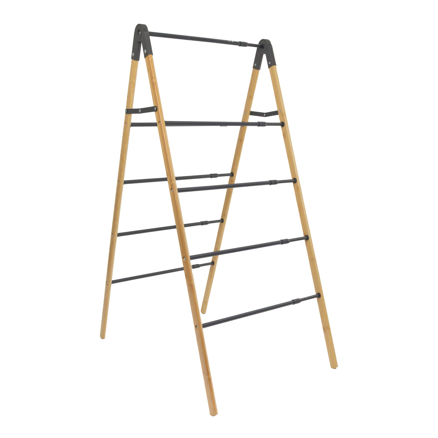 JVL Bamboo Extendable 4 Tier Laundry Clothes Airer Ladder, 6M