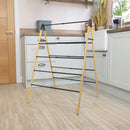 JVL Bamboo Extendable 4 Tier Laundry Clothes Airer Ladder, 6M