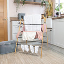 JVL Bamboo Extendable 4 Tier Laundry Clothes Airer Ladder, 6M