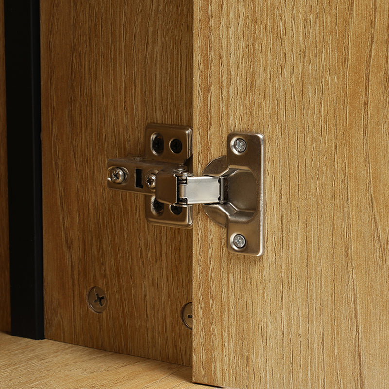 Livingandhome Wooden Bookshelf with Rattan Cabinet