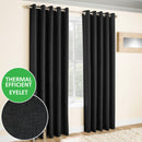 Enhanced Living Vogue Black Eyelet Thermal Noise reducing Dim Out Curtains - Pair