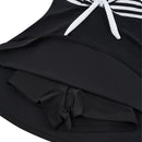 Tummy Control One-Piece Swimsuit Swim Dress Black & White Stripe